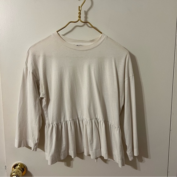 White Peplum Long Sleeve - Picture 1 of 3